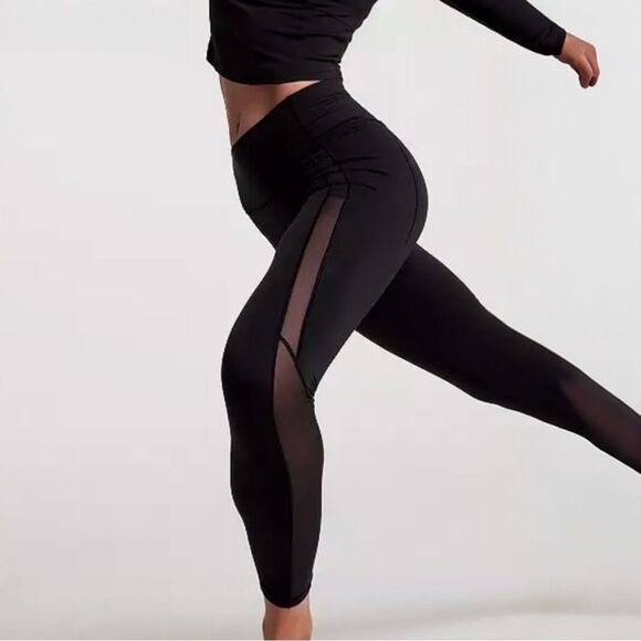 Calia Womens Essential Mesh 7/8 Nylon Spandex Leggings Pure Black M - Picture 1 of 9